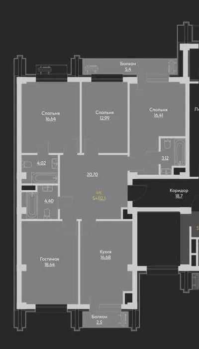 4-xonali kvartira, 112 m²