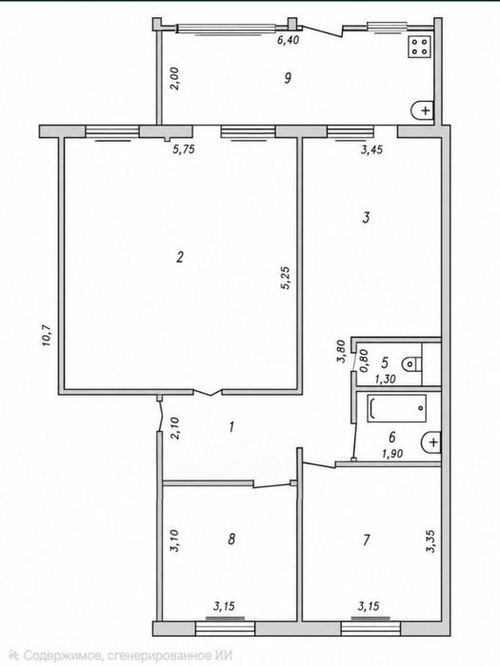 4-комнатная квартира, 92 м²