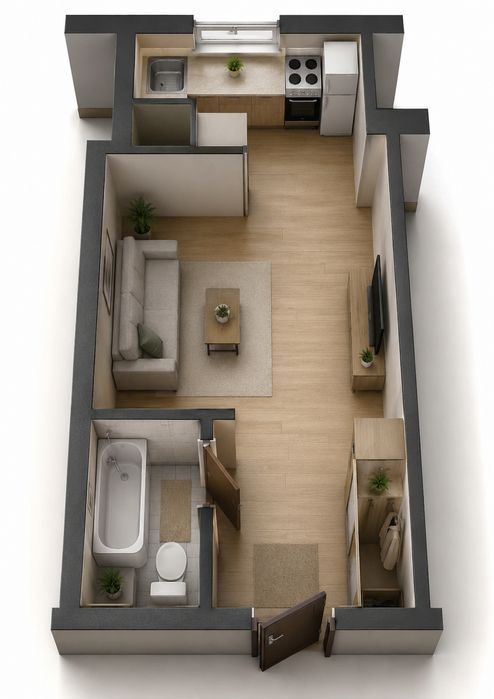 1-room apartment, 22 m²