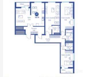 4-room apartment, 122.79 m²