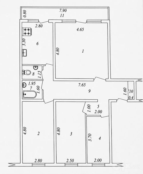 4-room apartment, 80 m²