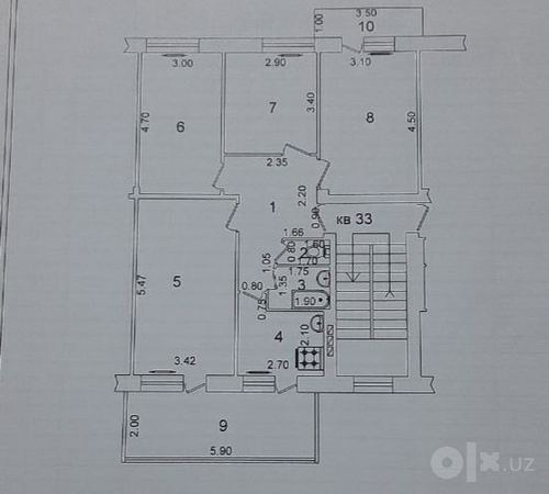 4-xonali kvartira, 88 m²