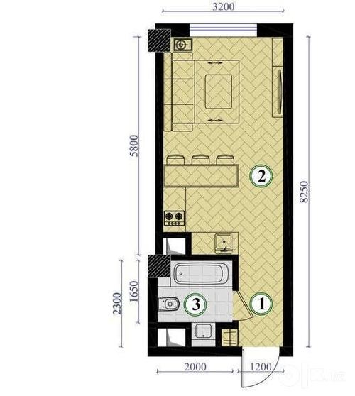 1-room apartment, 28 m²