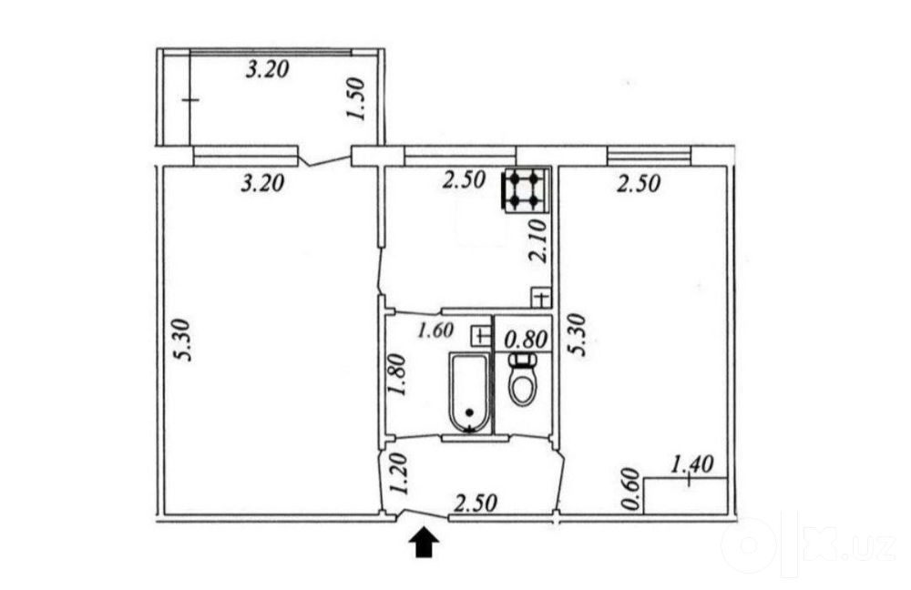 2-комнатная квартира, 55 м², Ташкент, Мирзо-Улугбекский район, на продажу