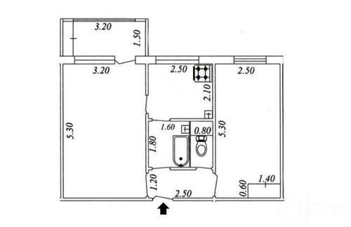 2-комнатная квартира, 55 м²