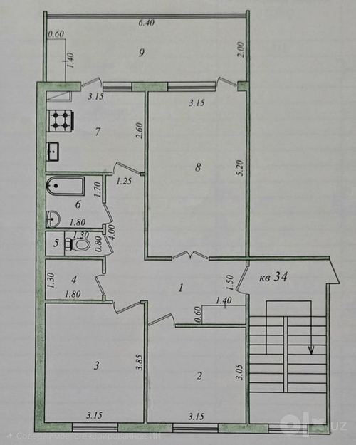3-room apartment, 77 m²