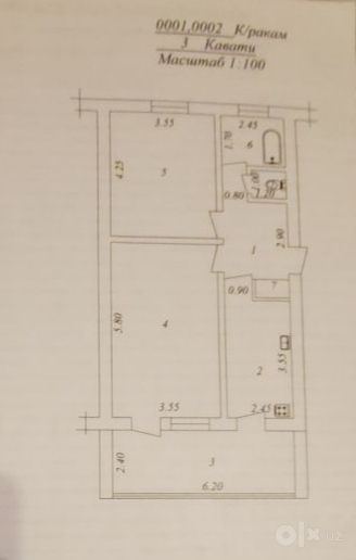 2-xonali kvartira, 72 m²