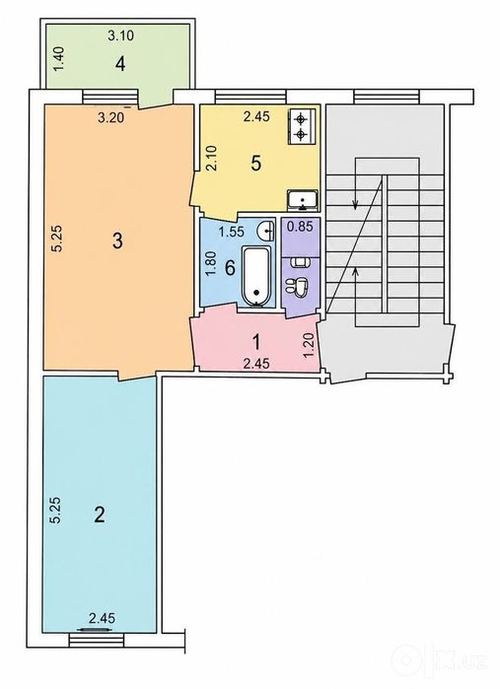 2-room apartment, 48 m²