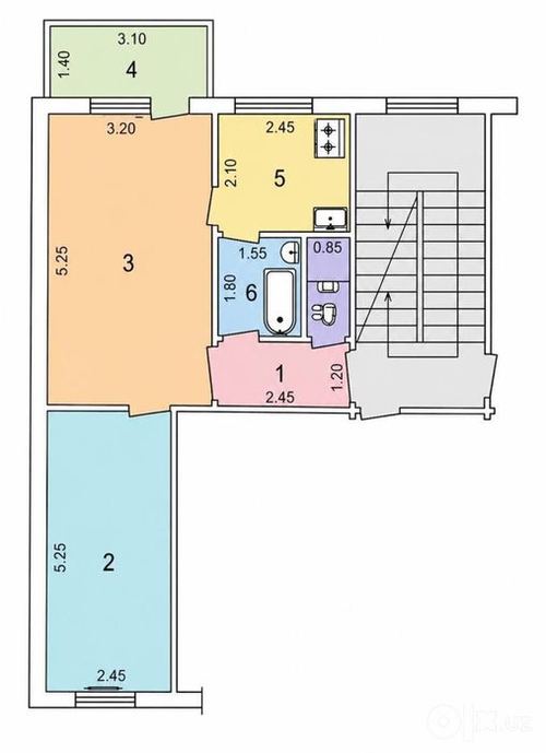 2-room apartment, 48 m²