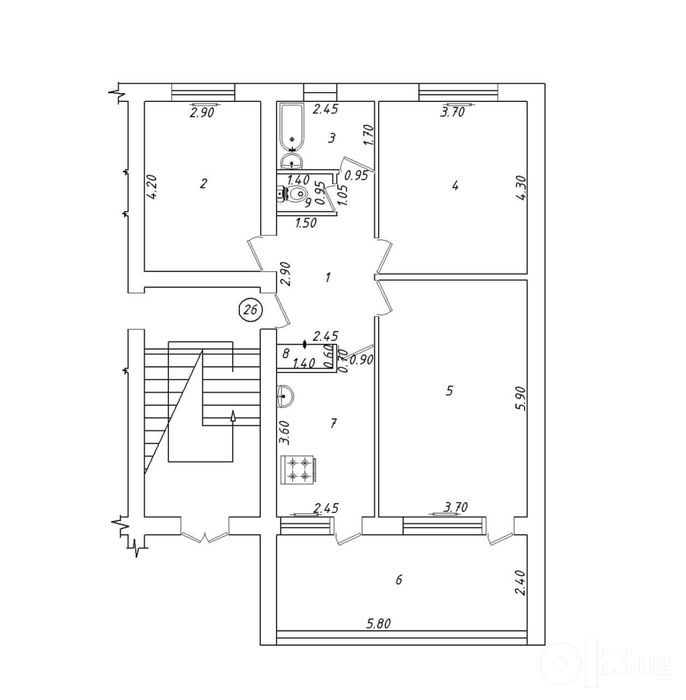 3-комнатная квартира, 90 м², Ташкент, Мирабадский район, на продажу