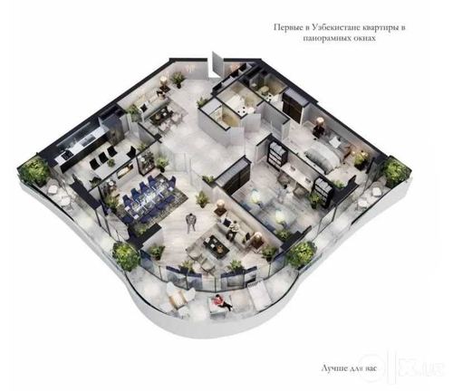 6-xonali kvartira, 191 m²