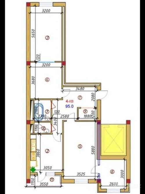 3-комнатная квартира, 98.29 м²