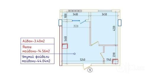 1-комнатная квартира, 47.21 м²